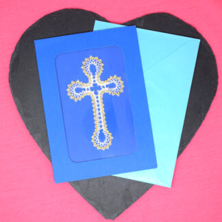 Passepartoutkarte blau mit Kreuz