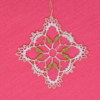 geklöppeltes Ornament 1 weiß-gold